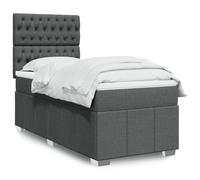 Teenpull Lit à sommier tapissier 80 x 200 cm en tissu gris foncé, rembourré, avec matelas à ressorts ensachés, tête de lit réglable en hauteur, éclairage LED, ensemble complet de cadre de lit pour
