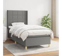 Teenpull Lit à sommier tapissier 80 x 200 cm gris foncé avec matelas à ressorts ensachés et tête de lit rembourrée, cadre en tissu, lit confortable pour un sommeil réparateur dans la chambre à coucher