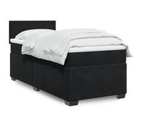 Teenpull Lit à sommier tapissier, 90 x 200 cm, noir, revêtement en velours, avec matelas à ressorts ensachés, éclairage LED et surmatelas confortable, ensemble de meubles de chambre à coucher modernes