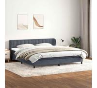 Teenpull Lit à sommier tapissier avec housse en velours gris foncé 180 x 210 cm, avec matelas à ressorts ensachés, tête de lit réglable, sommier à lattes et surmatelas confortable pour un sommeil