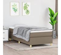 Teenpull Lit à sommier tapissier avec matelas, 100 x 200 cm, taupe, housse en tissu, système de sommeil confortable pour des nuits reposantes, avec surmatelas, résistant, ensemble de meubles de
