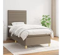 Teenpull Lit à sommier tapissier avec matelas, 100 x 200 cm, taupe, tissu, tête de lit réglable, lit rembourré moderne, ensemble de meubles pour chambre à coucher