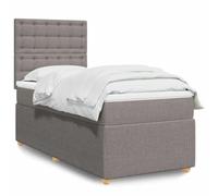Teenpull Lit à sommier tapissier avec matelas, 100 x 200 cm, tissu taupe, tête de lit réglable en hauteur, matelas à ressorts ensachés pour un confort de sommeil optimal