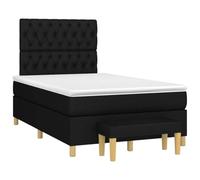 Teenpull Lit à sommier tapissier avec matelas, 120 x 190 cm, en tissu noir, rembourré, avec tête de lit, cadre de lit et banc, meubles de chambre à coucher de qualité supérieure pour un sommeil