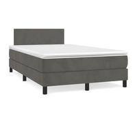 Teenpull Lit à sommier tapissier avec matelas, 120 x 190 cm, en velours gris foncé, tête de lit réglable, matelas à ressorts ensachés pour un sommeil réparateur, base stable