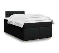 Teenpull Lit à sommier tapissier avec matelas, 120 x 200 cm, noir, lit rembourré confortable avec tête de lit, matelas à ressorts ensachés, surmatelas et lattes en bois stables pour un sommeil