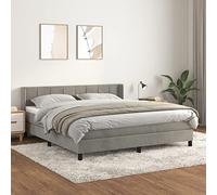 Teenpull Lit à sommier tapissier avec matelas, 160 x 200 cm, en velours, gris clair, avec tête de lit réglable, cadre de lit stable en bois massif, pour un sommeil réparateur et des nuits détendues.