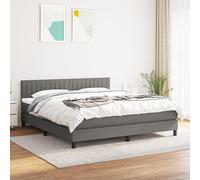 Teenpull Lit à sommier tapissier avec matelas, 180 x 200 cm, gris foncé, tissu, tête de lit réglable, pour un sommeil réparateur, ensemble de meubles de chambre à coucher modernes