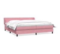 Teenpull Lit à sommier tapissier avec matelas, 180 x 210 cm, en velours, rose, cadre de lit avec tête de lit et sommier à lattes, espace de couchage confortable pour chambre à coucher, chambre d'amis
