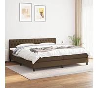 Teenpull Lit à sommier tapissier avec matelas, 200 x 200 cm, housse en tissu marron foncé, lit double confortable avec tête de lit réglable en hauteur et matelas à ressorts ensachés pour un sommeil