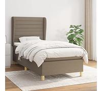 Teenpull Lit à sommier tapissier avec matelas 80 x 200 cm taupe, en tissu rembourré, tête de lit réglable en hauteur, votre cadre de lit confortable pour des nuits détendues comme meuble de chambre à