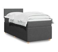Teenpull Lit à sommier tapissier avec matelas, 90 x 190 cm, gris foncé, housse en tissu, éclairage LED intégré, matelas confortable à ressorts ensachés, pour un sommeil réparateur dans la chambre à