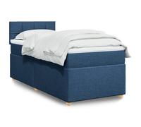 Teenpull Lit à sommier tapissier, avec matelas à ressorts ensachés et surmatelas, housse en tissu bleu, 90 x 200 cm, cadre de lit rembourré pour un sommeil réparateur, meuble de chambre moderne