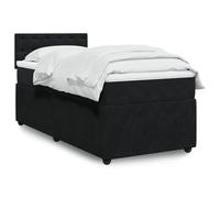 Teenpull Lit à sommier tapissier, avec matelas à ressorts ensachés, surmatelas et tête de lit, 100 x 200 cm, en velours noir, cadre de lit stable pour un sommeil réparateur, ensemble de meubles de