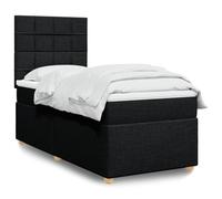 Teenpull Lit à sommier tapissier avec matelas à ressorts ensachés, tête de lit réglable en hauteur et sur-matelas, cadre de lit rembourré en tissu, noir, 90 x 200 cm, ensemble de meubles de chambre à