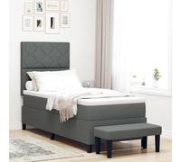 Teenpull Lit à sommier tapissier avec matelas, banc, tête de lit, gris foncé, 80 x 200 cm, housse en tissu, ensemble de meubles de chambre moderne pour adultes