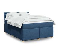 Teenpull Lit à sommier tapissier avec matelas bleu, 140 x 190 cm, housse en tissu avec ressorts ensachés, surmatelas confortable, cadre en bois renforcé, ensemble de chambre à coucher