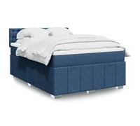 Teenpull Lit à sommier tapissier avec matelas, bleu, 160 x 200 cm, housse en tissu, ressorts ensachés, éclairage LED, surmatelas, ensemble de chambre à coucher confortable