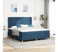 Teenpull Lit à sommier tapissier avec matelas bleu super king size en tissu rembourré moderne avec tête de lit et cadre pour chambre à coucher