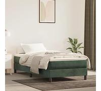 Teenpull Lit à sommier tapissier avec matelas, cadre de lit en velours vert foncé, 90 x 190 cm, rembourré, cadre stable, ensemble de meubles de chambre à coucher, idéal pour adultes et adolescents