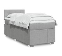 Teenpull Lit à sommier tapissier avec matelas, cadre de lit rembourré, gris clair, 90 x 200 cm, en tissu, tête de lit, ensemble de meubles de chambre moderne pour un confort relaxant