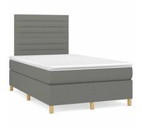 Teenpull Lit à sommier tapissier avec matelas, éclairage LED et tête de lit réglable en hauteur, housse en tissu gris foncé, 120 x 190 cm, ensemble de meubles de chambre à coucher modernes