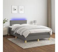 Teenpull Lit à sommier tapissier, avec matelas, éclairage LED et tête de lit réglable, gris foncé, 120 x 200 cm, tissu durable pour un sommeil réparateur, ensemble de meubles de chambre à coucher