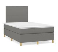 Teenpull Lit à sommier tapissier avec matelas, éclairage LED, tête de lit, gris foncé, 120 x 190 cm, housse en tissu, ensemble de meubles de chambre à coucher modernes
