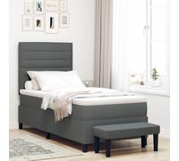 Teenpull Lit à sommier tapissier, avec matelas et banc, gris foncé, 90 x 200 cm, lit rembourré, moderne, pour adultes, ensemble complet de meubles de chambre à coucher, lit simple confortable avec