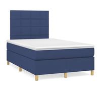 Teenpull Lit à sommier tapissier, avec matelas et LED bleues, 120 x 190 cm, tissu résistant, tête de lit réglable en hauteur, matelas à ressorts ensachés, surmatelas, élégant ensemble de meubles de