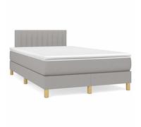 Teenpull Lit à sommier tapissier, avec matelas et LED, gris clair, 120 x 190 cm, housse en tissu, tête de lit réglable, ressorts ensachés, ensemble de meubles de chambre à coucher modernes