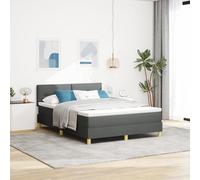 Teenpull Lit à sommier tapissier avec matelas et LED, gris foncé, 140 x 190 cm, tissu, ensemble de meubles de chambre à coucher confortables