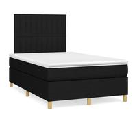 Teenpull Lit à sommier tapissier, avec matelas et LED, noir, 120 x 190 cm, housse en tissu, tête de lit réglable, ensemble de meubles de chambre à coucher moderne