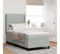 Teenpull Lit à sommier tapissier, avec matelas et lumière LED, gris, 100 x 200 cm, housse en velours, matelassé diamant, pour chambre à coucher, expérience de sommeil confortable