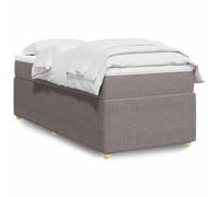 Teenpull Lit à sommier tapissier, avec matelas et surmatelas, en tissu taupe, 100 x 200 cm, matelas à ressorts pour un maintien optimal, lit rembourré stable avec sommier à lattes, meubles de chambre