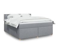Teenpull Lit à sommier tapissier avec matelas et surmatelas, gris clair, 180 x 200 cm, lit rembourré avec tête de lit LED, ressorts ensachés, ensemble de meubles de chambre à coucher, cadre de lit