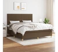 Teenpull Lit à sommier tapissier avec matelas et surmatelas, marron foncé, 180 x 200 cm, housse en tissu, tête de lit réglable, cadre de lit stable pour un sommeil réparateur, ensemble complet de