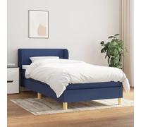 Teenpull Lit à sommier tapissier, avec matelas et tête de lit, housse en tissu bleu, 80 x 200 cm, lit simple durable pour un sommeil réparateur, avec surmatelas