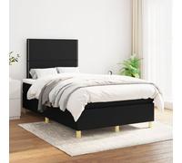 Teenpull Lit à sommier tapissier avec matelas et tête de lit, noir, 120 x 200 cm, design en tissu robuste, hauteur réglable, pour un sommeil réparateur, ensemble complet de meubles de chambre à