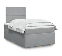 Teenpull Lit à sommier tapissier, avec matelas, gris clair, 120 x 190 cm, lit rembourré, en tissu, tête de lit, éclairage LED pour un confort optimal de la chambre à coucher