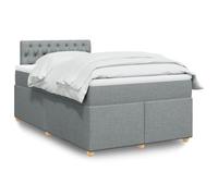 Teenpull Lit à sommier tapissier avec matelas, gris clair, 120 x 200 cm, housse en tissu, éclairage LED intégré, matelas à ressorts ensachés pour un confort de sommeil optimal, surmatelas inclus