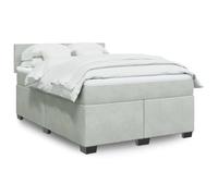 Teenpull Lit à sommier tapissier avec matelas, gris clair, 140 x 190 cm, cadre de lit confortable avec tête de lit, éclairage LED pour un sommeil réparateur, ensemble de meubles de chambre à coucher