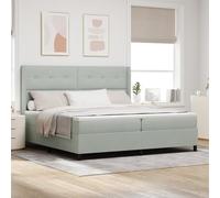 Teenpull Lit à sommier tapissier avec matelas, gris clair, 200 x 200 cm, en velours, lit rembourré, cadre de lit, ensemble de matelas, meuble de chambre à coucher, moderne