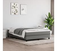 Teenpull Lit à sommier tapissier avec matelas, gris foncé, 140 x 190 cm, housse en tissu, matelas à ressorts confortable, avec surmatelas, cadre de lit robuste pour un sommeil réparateur