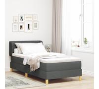 Teenpull Lit à sommier tapissier avec matelas, gris foncé, 90 x 190 cm, tissu polyester, matelas à ressorts ensachés de soutien pour un sommeil réparateur