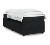Teenpull Lit à sommier tapissier avec matelas, noir, 100 x 200 cm, en velours, ensemble de meubles de chambre à coucher, de luxe, avec ressorts ensachés et surmatelas pour un sommeil réparateur