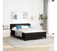 Teenpull Lit à sommier tapissier avec matelas, noir, 140 x 200 cm, en velours, rembourré, pour chambre à coucher, meuble de chambre à coucher de luxe