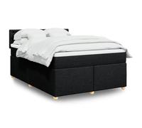 Teenpull Lit à sommier tapissier avec matelas, noir, 160 x 200 cm, housse en tissu, cadre de lit rembourré confortable avec tête de lit et éclairage LED pour un sommeil réparateur, ensemble de meubles