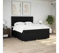 Teenpull Lit à sommier tapissier avec matelas, noir, 180 x 200 cm, en tissu, tête de lit réglable en hauteur, matelas à ressorts ensachés, éclairage LED, ensemble de meubles de chambre à coucher