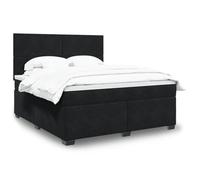 Teenpull Lit à sommier tapissier avec matelas, noir, 180 x 200 cm, rembourrage en velours, ressorts ensachés pour une adaptation optimale au corps, tête de lit réglable en hauteur, ensemble de meubles